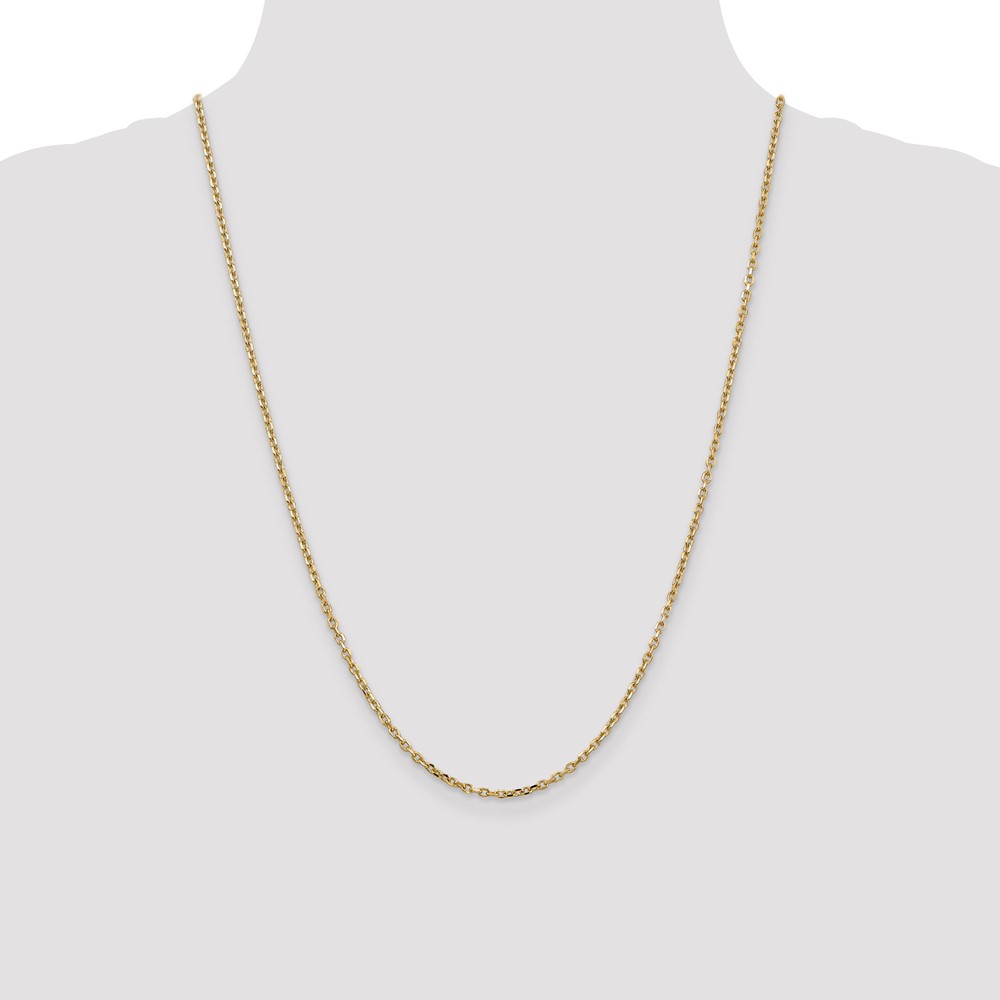 14K 24 inch 2.2mm Diamond-cut Round Open Link Cable with Lobster Clasp Chain (PEN205-24)