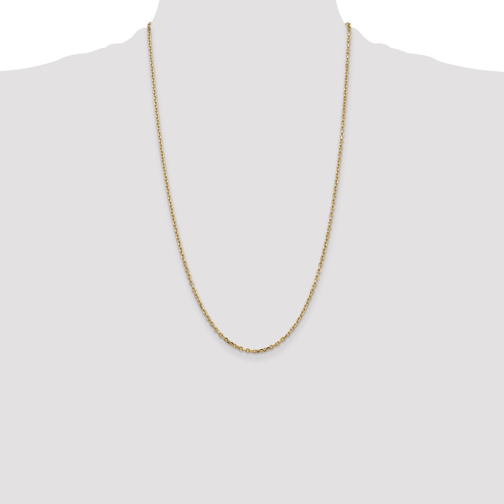 14K 26 inch 2.2mm Diamond-cut Round Open Link Cable with Lobster Clasp Chain (PEN205-26)