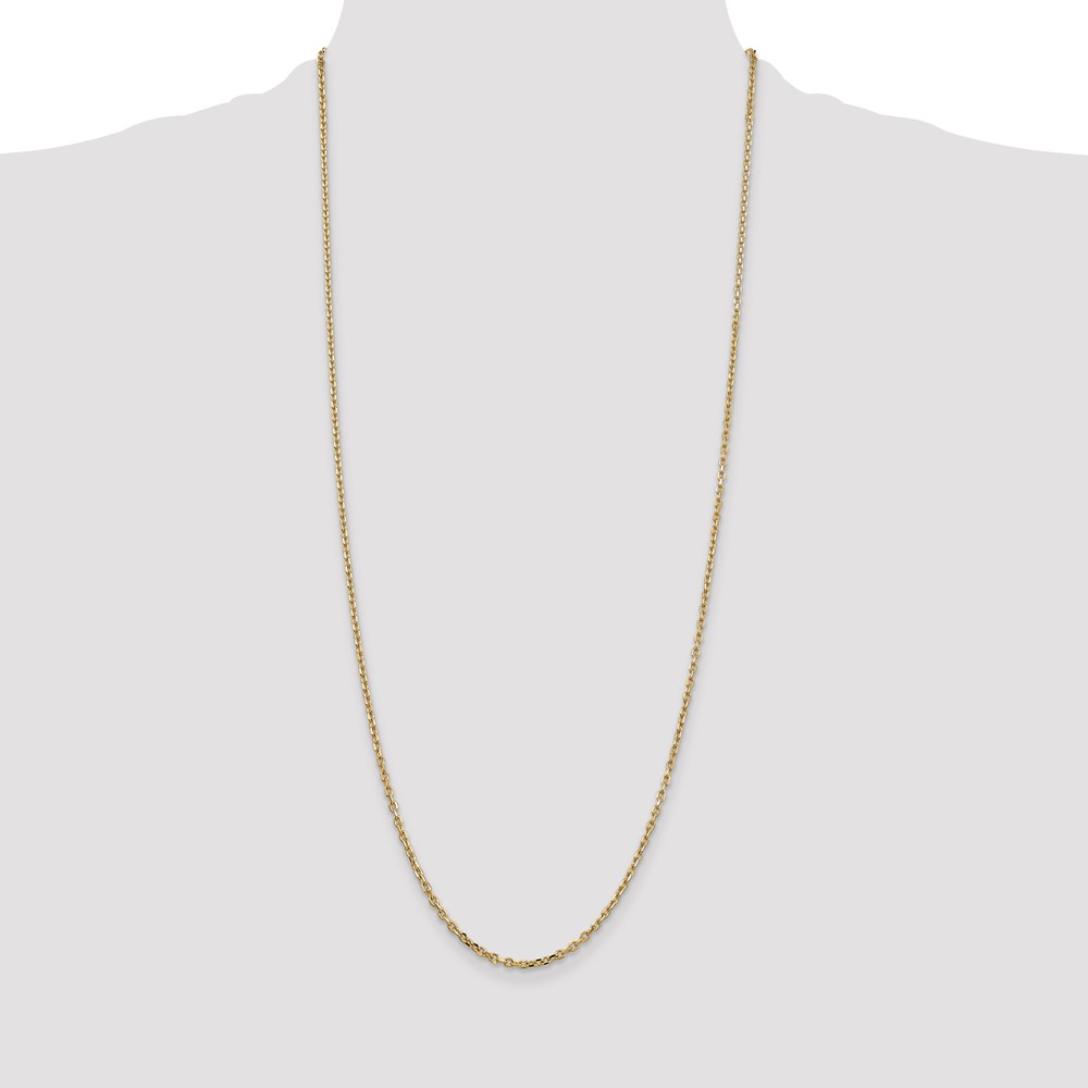 14K 30 inch 2.2mm Diamond-cut Round Open Link Cable with Lobster Clasp Chain (PEN205-30)