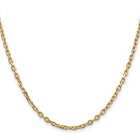 14K 3mm Yellow Gold Diamond-cut Round Open Link Cable Chain with Lobster Clasp, 16" view 2