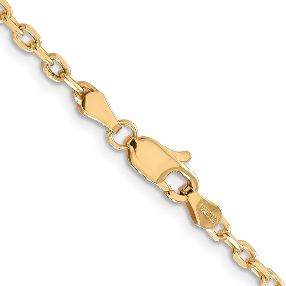 14K 16 inch 3mm Diamond-cut Round Open Link Cable with Lobster Clasp Chain (PEN206-16)