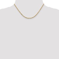 14K 3mm Yellow Gold Diamond-cut Round Open Link Cable Chain with Lobster Clasp, 16" view 4
