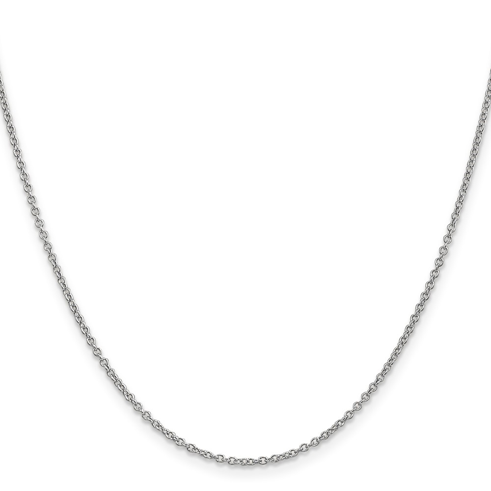 14K White Gold 24 inch 1.4mm Round Open Wide Link Cable with Lobster Clasp Chain (PEN208-24)