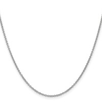 14K White Gold 1.4mm Round Open Wide Link Cable Chain with Lobster Clasp, 16" view 2