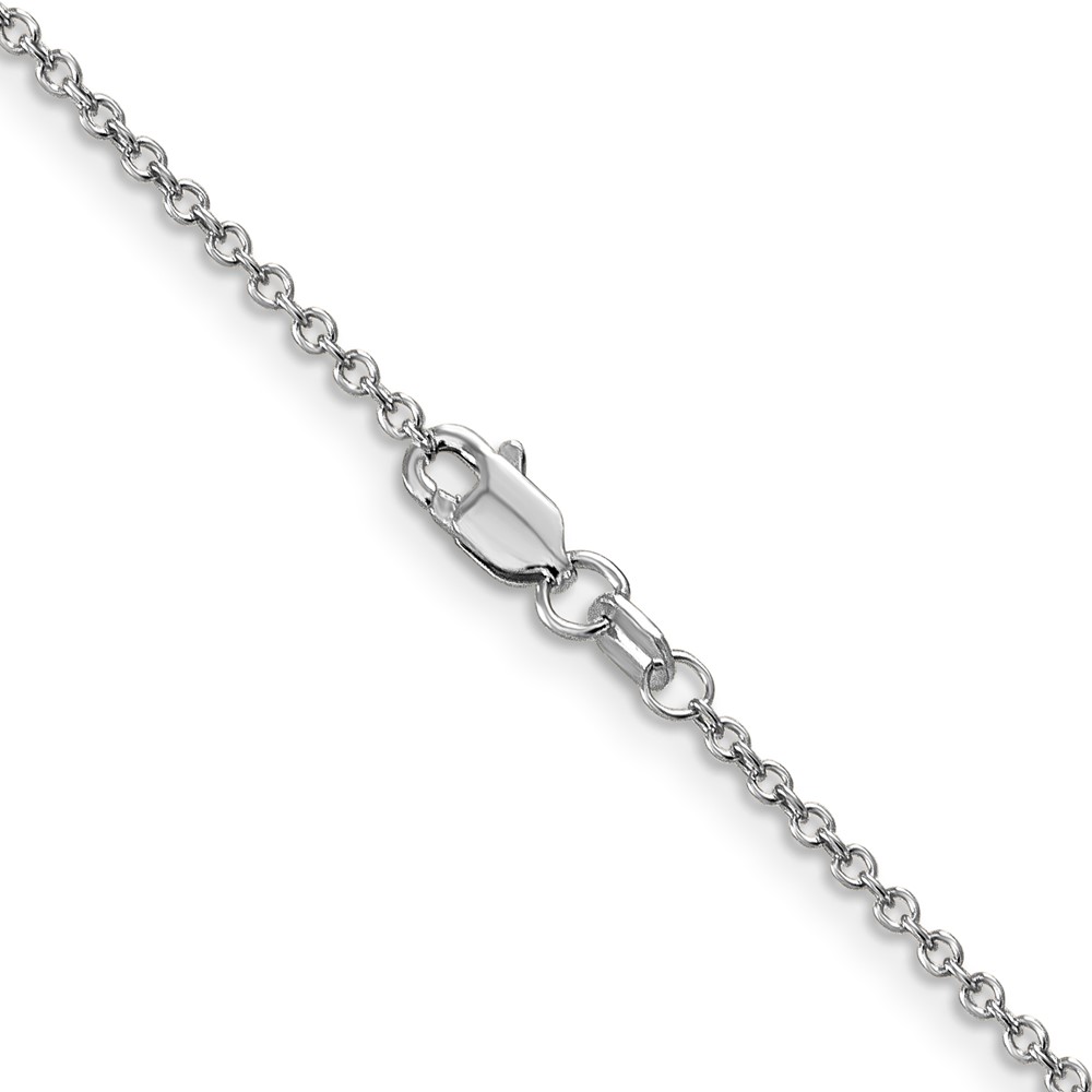 14K White Gold 24 inch 1.4mm Round Open Wide Link Cable with Lobster Clasp Chain (PEN208-24)