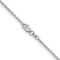 14K White Gold 1.4mm Round Open Wide Link Cable Chain with Lobster Clasp, 16" view 3
