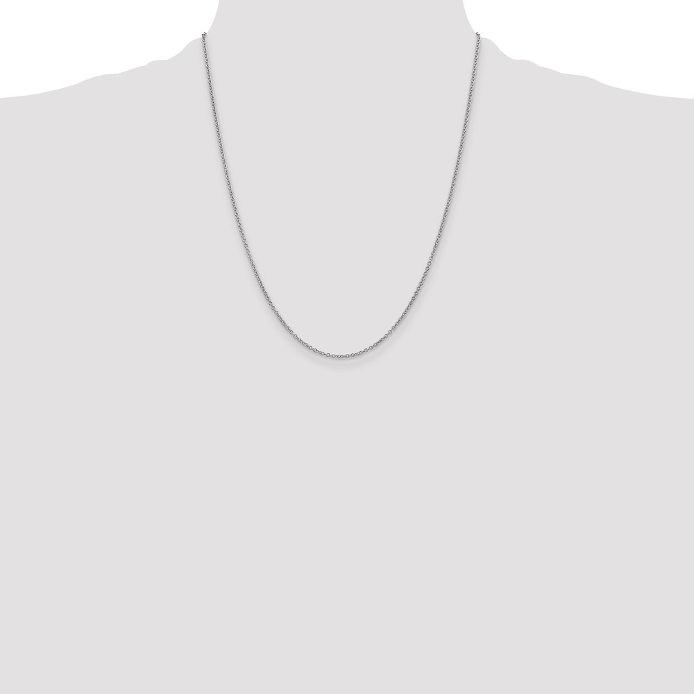 14K White Gold 22 inch 1.4mm Round Open Wide Link Cable with Lobster Clasp Chain (PEN208-22)