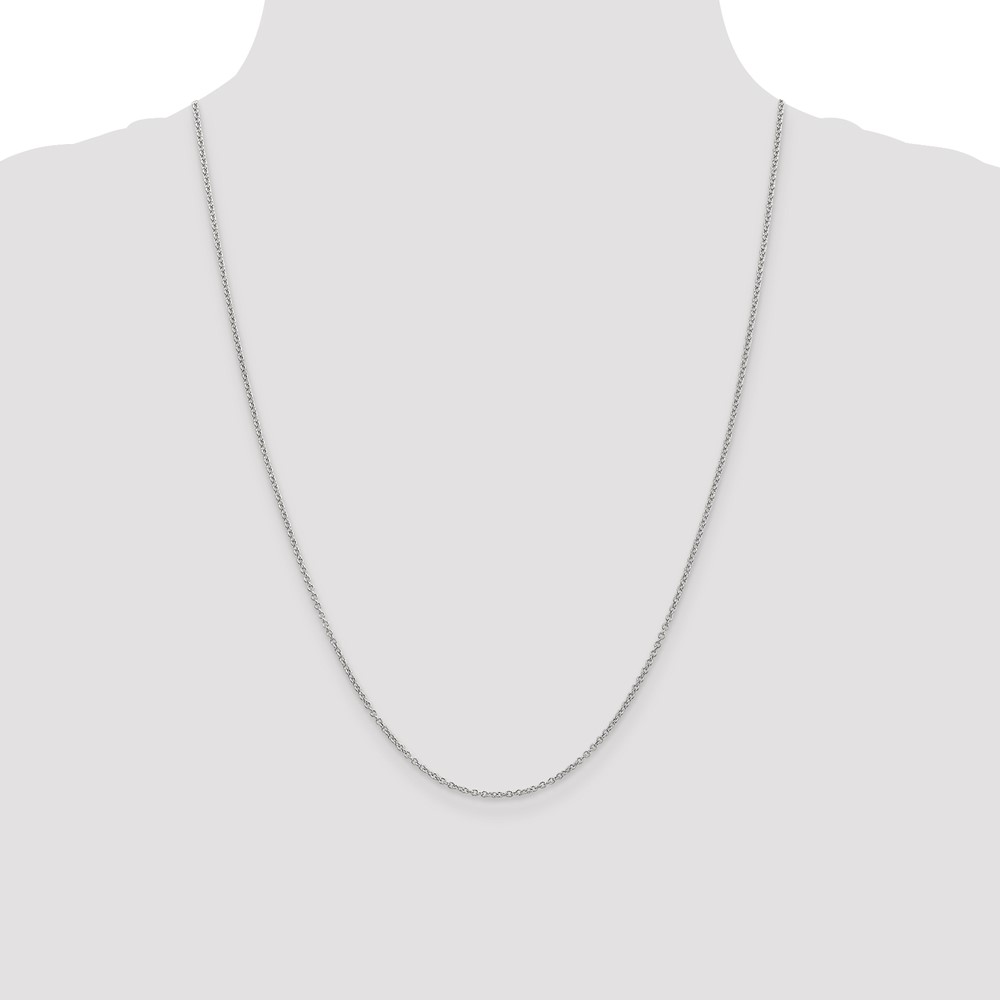 14K White Gold 24 inch 1.4mm Round Open Wide Link Cable with Lobster Clasp Chain (PEN208-24)