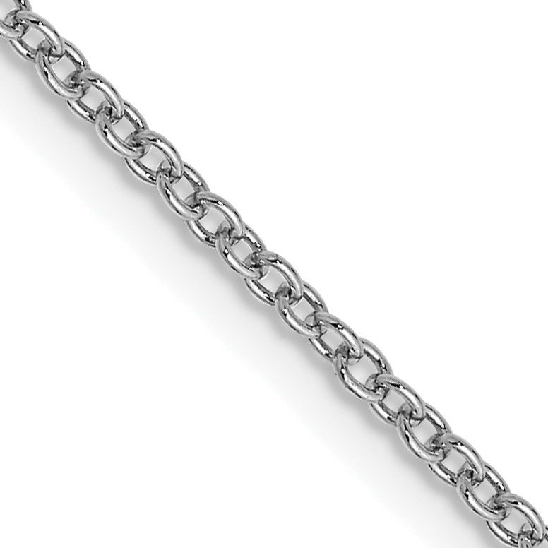 14K White Gold 24 inch 1.4mm Round Open Wide Link Cable with Lobster Clasp Chain (PEN208-24)
