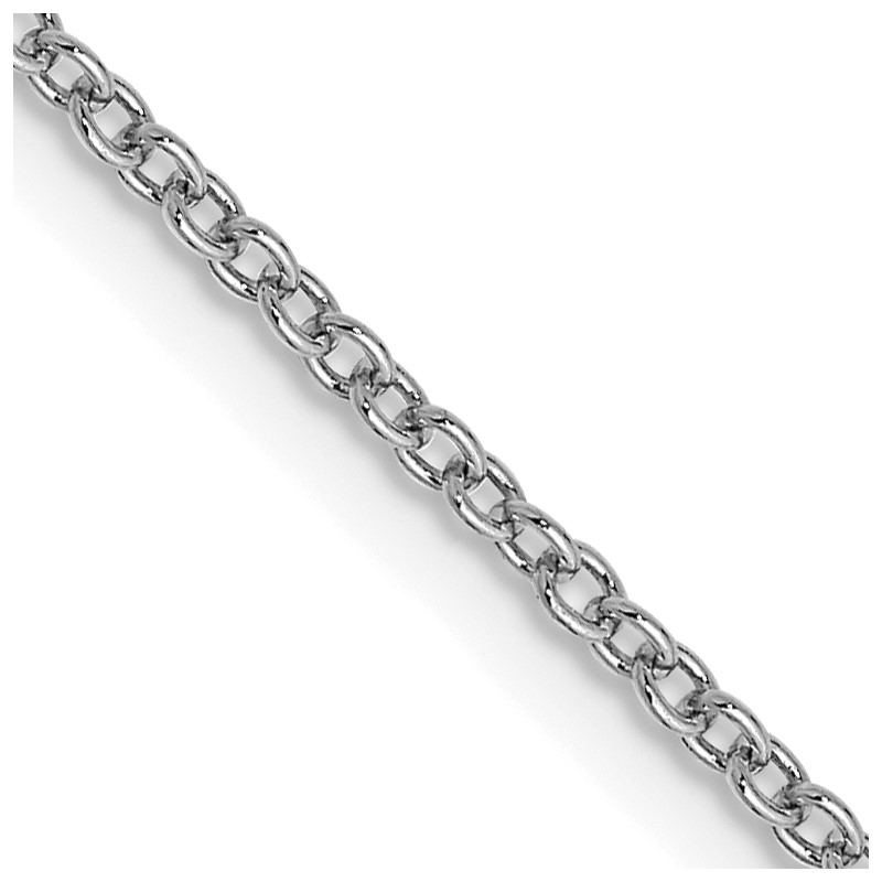 14K White Gold 16 inch 1.4mm Round Open Wide Link Cable with Lobster Clasp Chain