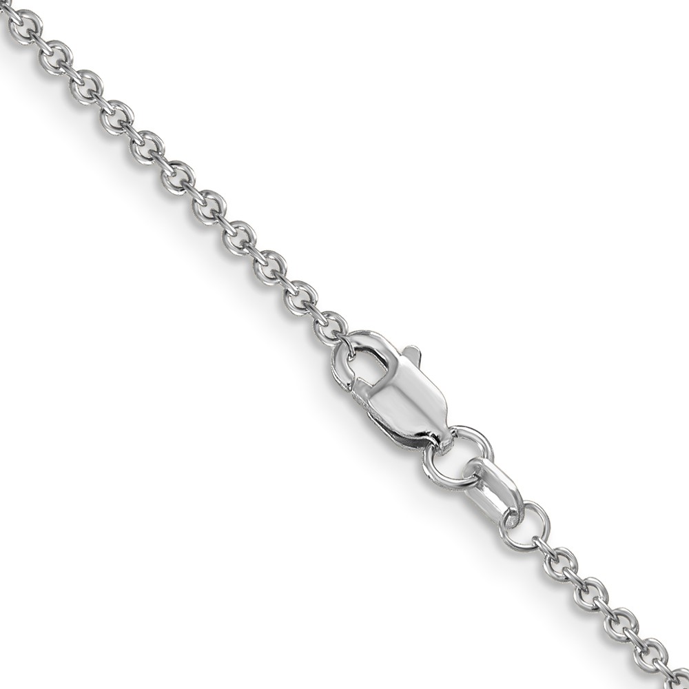 14K White Gold 24 inch 1.6mm Round Open Link Cable with Lobster Clasp Chain (PEN209-24)