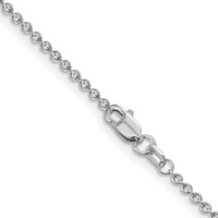14K White Gold 1.6mm Round Open Link Cable Chain with Lobster Clasp, 16" view 3