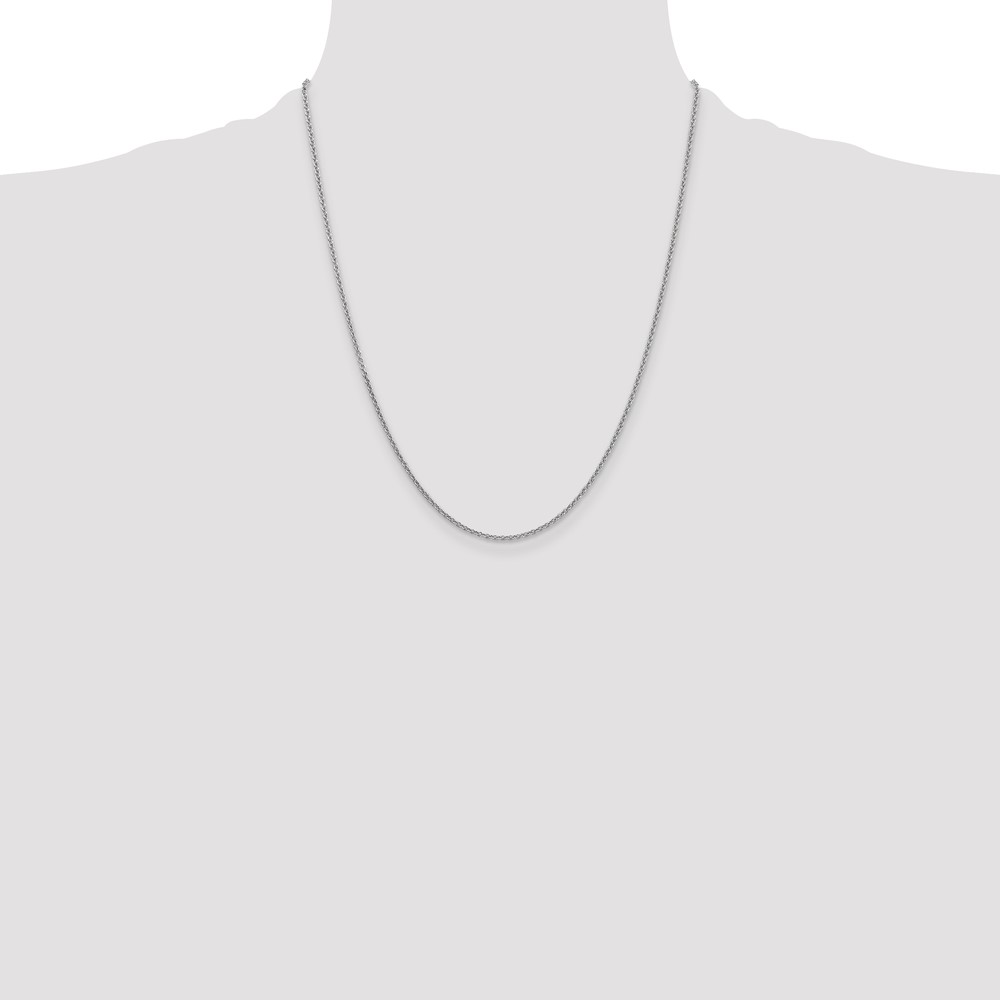 14K White Gold 22 inch 1.6mm Round Open Link Cable with Lobster Clasp Chain (PEN209-22)