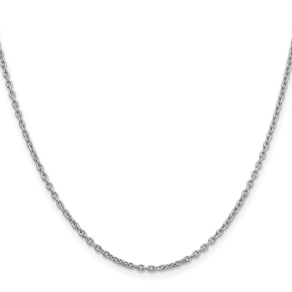 14K White Gold 30 inch 2mm Round Open Link Cable with Lobster Clasp Chain (PEN210-30)