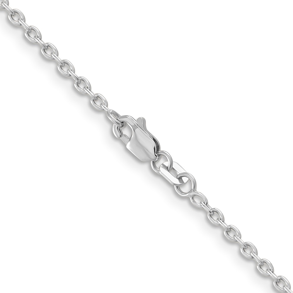 14K White Gold 30 inch 2mm Round Open Link Cable with Lobster Clasp Chain (PEN210-30)