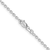 14K White Gold 2mm Round Open Link Cable Chain with Lobster Clasp, 16" view 3