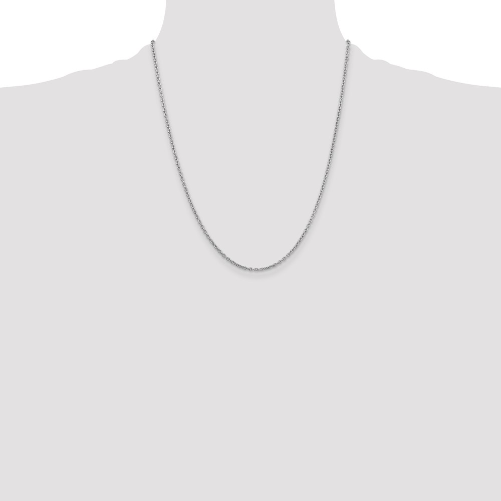 14K White Gold 22 inch 2mm Round Open Link Cable with Lobster Clasp Chain (PEN210-22)