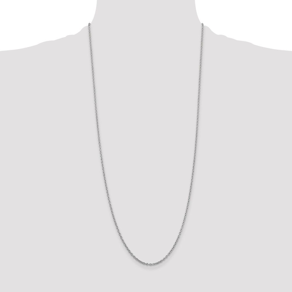14K White Gold 30 inch 2mm Round Open Link Cable with Lobster Clasp Chain (PEN210-30)