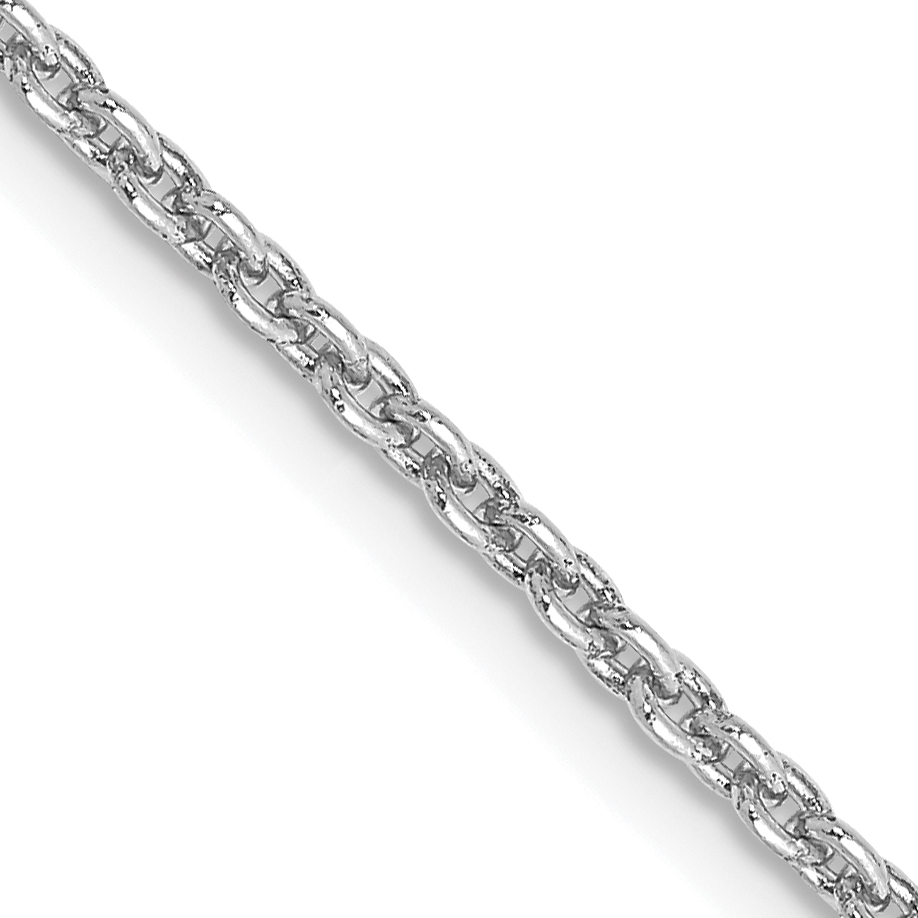 14K White Gold 30 inch 2mm Round Open Link Cable with Lobster Clasp Chain (PEN210-30)