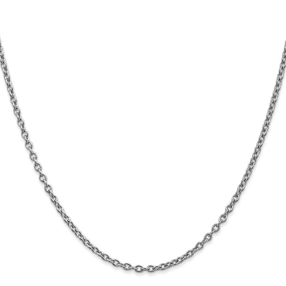 14K White Gold 30 inch 2.4mm Round Open Link Cable with Lobster Clasp Chain (PEN211-30)