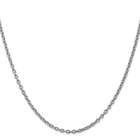 14K White Gold 2.4mm Round Open Link Cable Chain with Lobster Clasp, 16" view 2