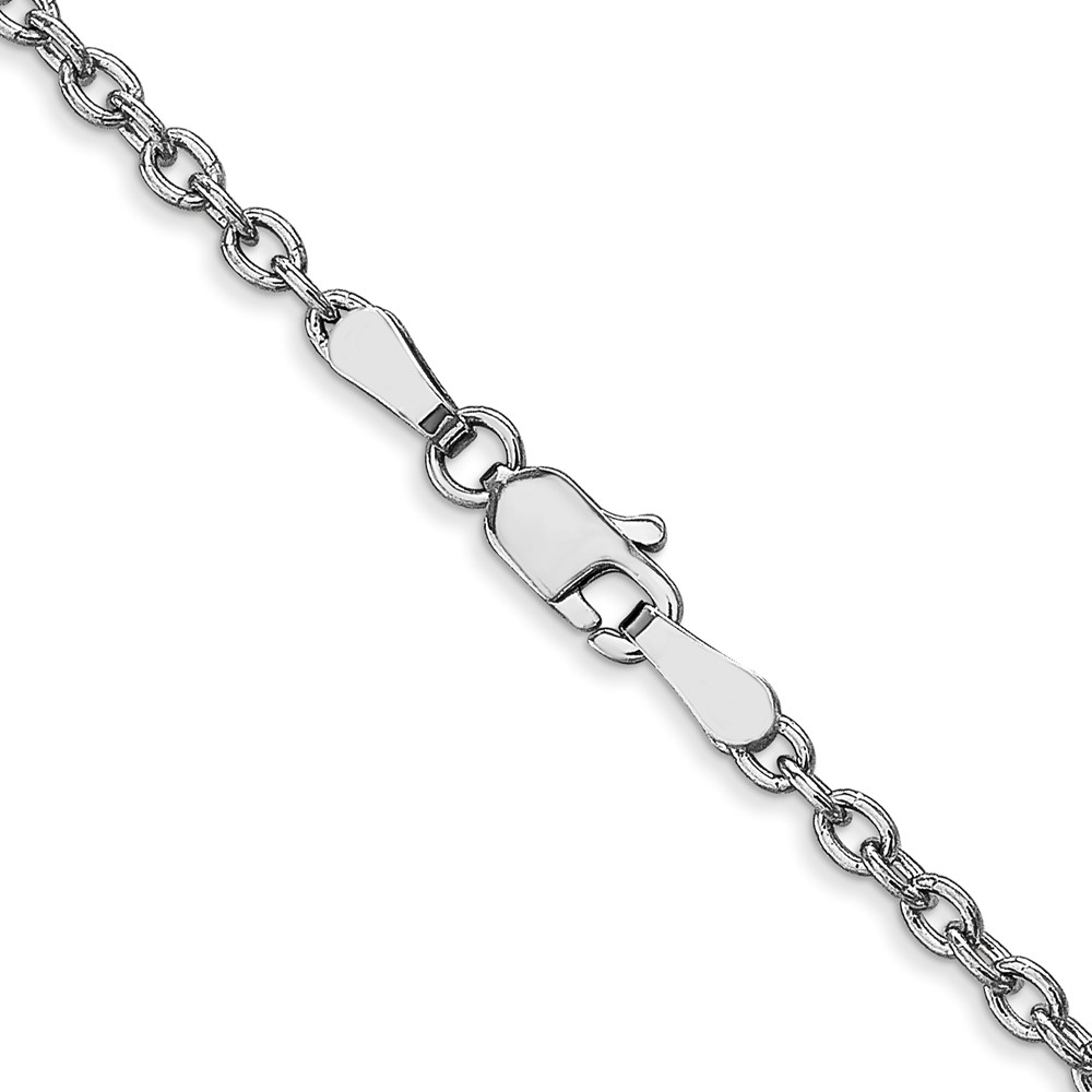 14K White Gold 30 inch 2.4mm Round Open Link Cable with Lobster Clasp Chain (PEN211-30)