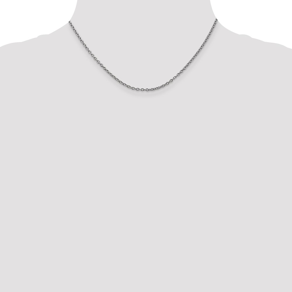 14K White Gold 16 inch 2.4mm Round Open Link Cable with Lobster Clasp Chain (PEN211-16)
