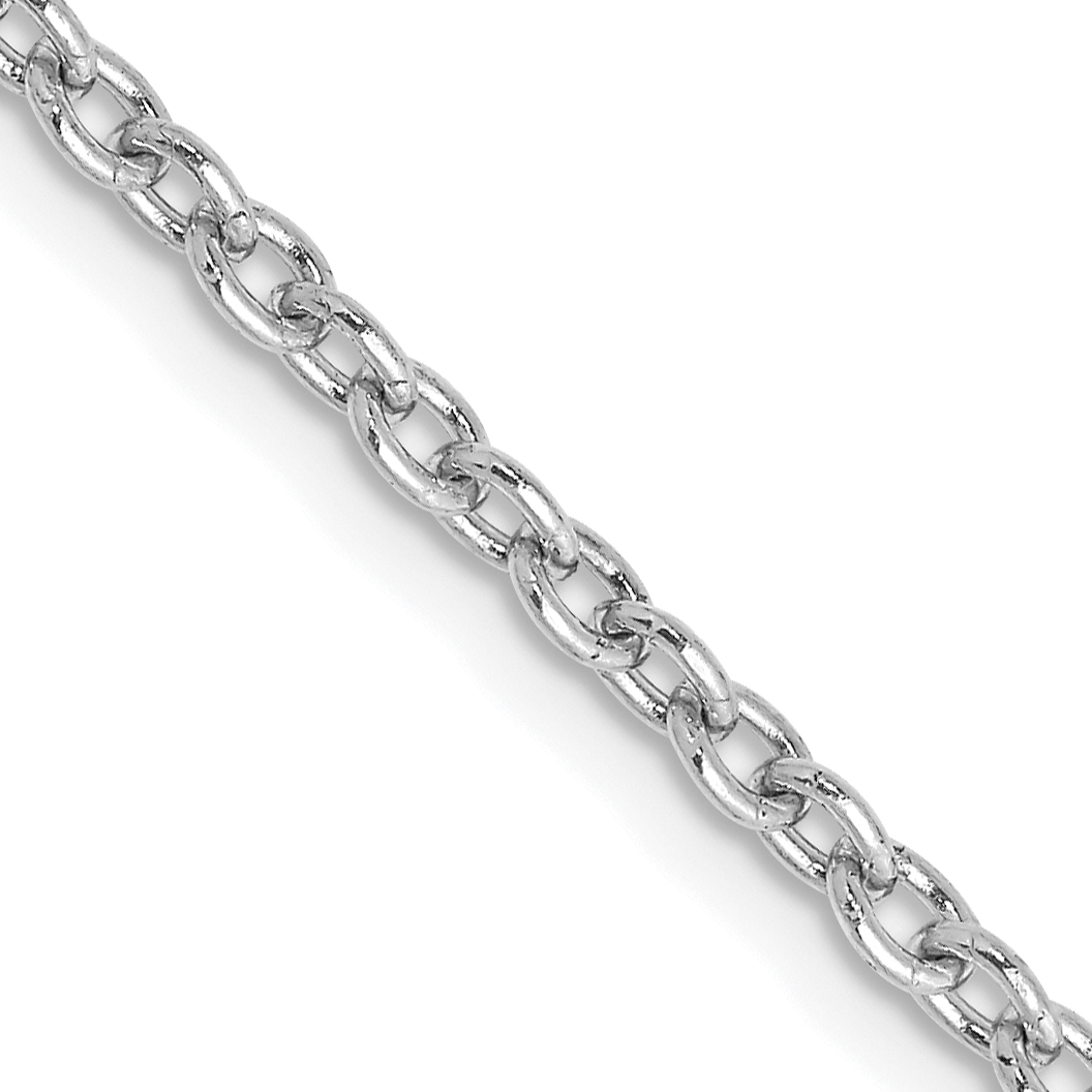 14K White Gold 30 inch 2.4mm Round Open Link Cable with Lobster Clasp Chain (PEN211-30)