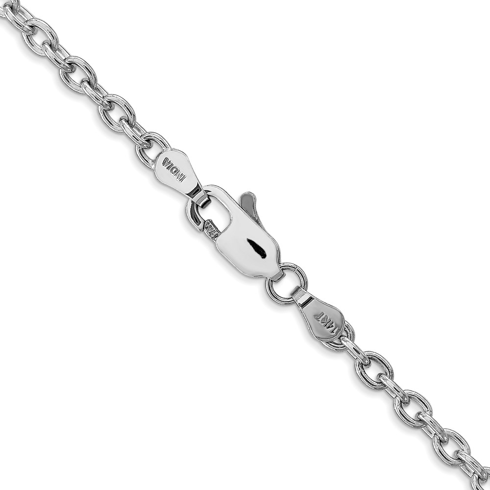 14K White Gold 30 inch 3.2mm Round Open Link Cable with Lobster Clasp Chain (PEN212-30)