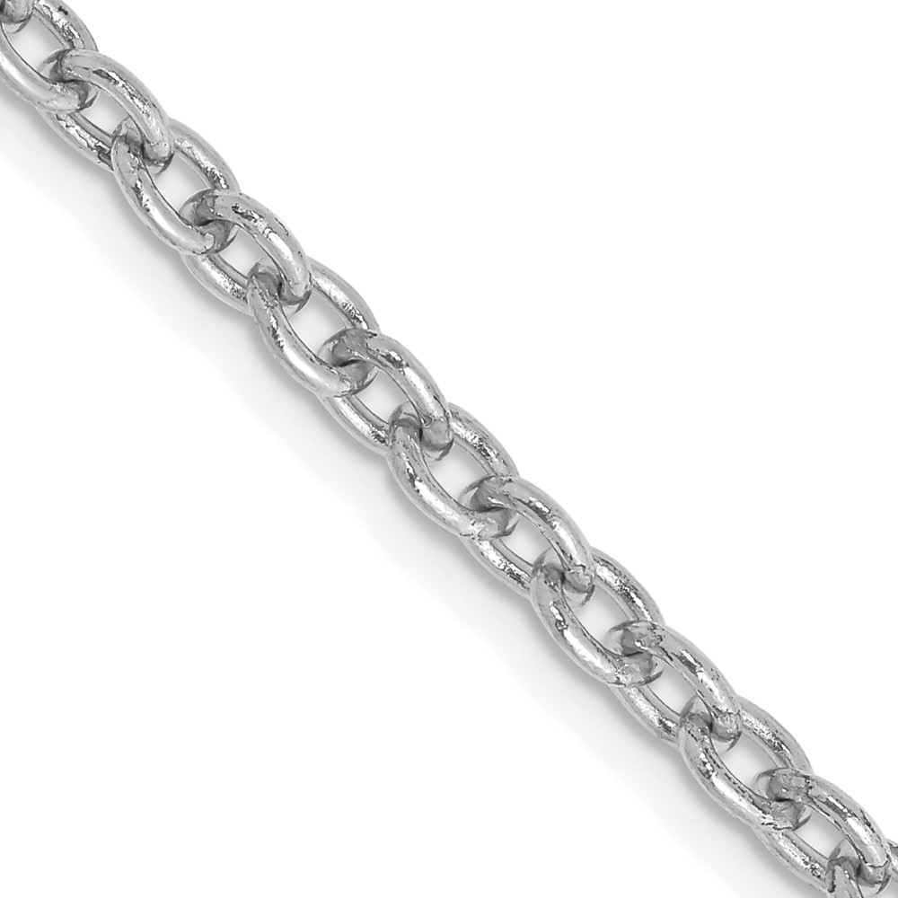 14K White Gold 30 inch 3.2mm Round Open Link Cable with Lobster Clasp Chain (PEN212-30)
