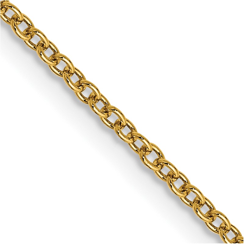 14K 24 inch 1.4mm Round Open Wide Link Cable with Lobster Clasp Chain