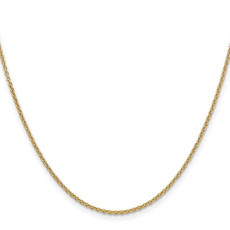 14K 18 inch 1.6mm Round Open Link Cable with Lobster Clasp Chain