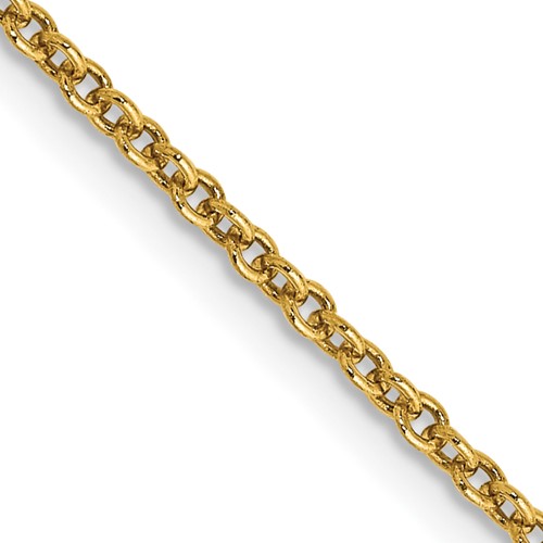 14K 1.6mm Yellow Gold Round Open Link Cable Chain with Lobster Clasp, 16"