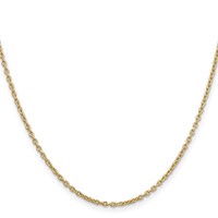14K 2mm Yellow Gold Round Open Link Cable Chain with Lobster Clasp, 18" view 2