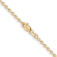 14K 2mm Yellow Gold Round Open Link Cable Chain with Lobster Clasp, 18" view 3