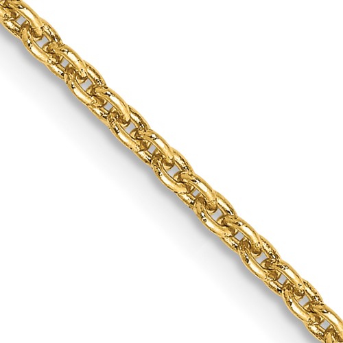 14K 2mm Yellow Gold Round Open Link Cable Chain with Lobster Clasp, 18"