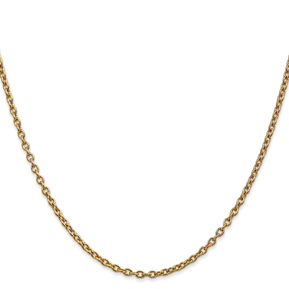 14K 16 inch 2.4mm Round Open Link Cable with Lobster Clasp Chain (PEN217-16)