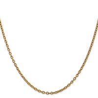 14K 16 Inch 2.4mm Round Open Link Cable with Lobster Clasp Chain view 2