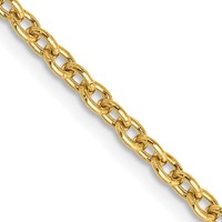14K 16 Inch 2.4mm Round Open Link Cable with Lobster Clasp Chain view 1