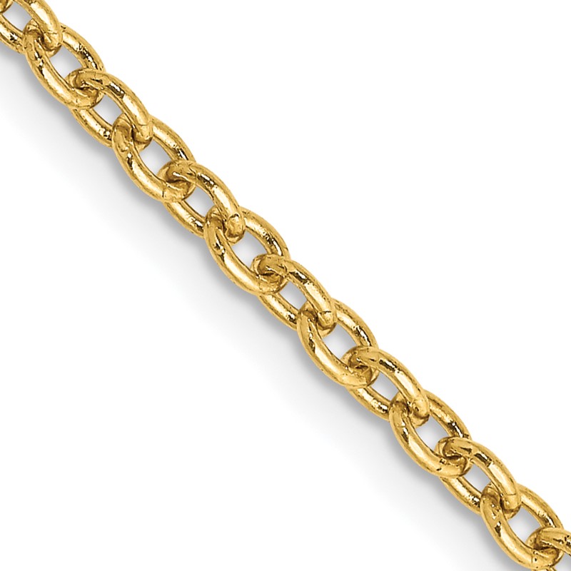 14K 20 inch 2.4mm Round Open Link Cable with Lobster Clasp Chain