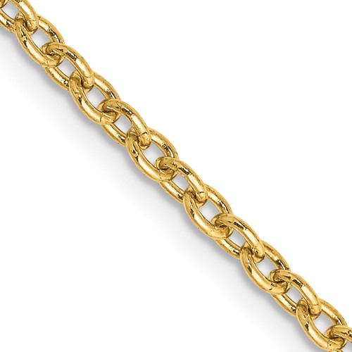 14K 2.4mm Yellow Gold Round Open Link Cable Chain with Lobster Clasp, 16"