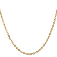 14K 3.2mm Yellow Gold Round Open Link Cable Chain with Lobster Clasp, 16" view 2
