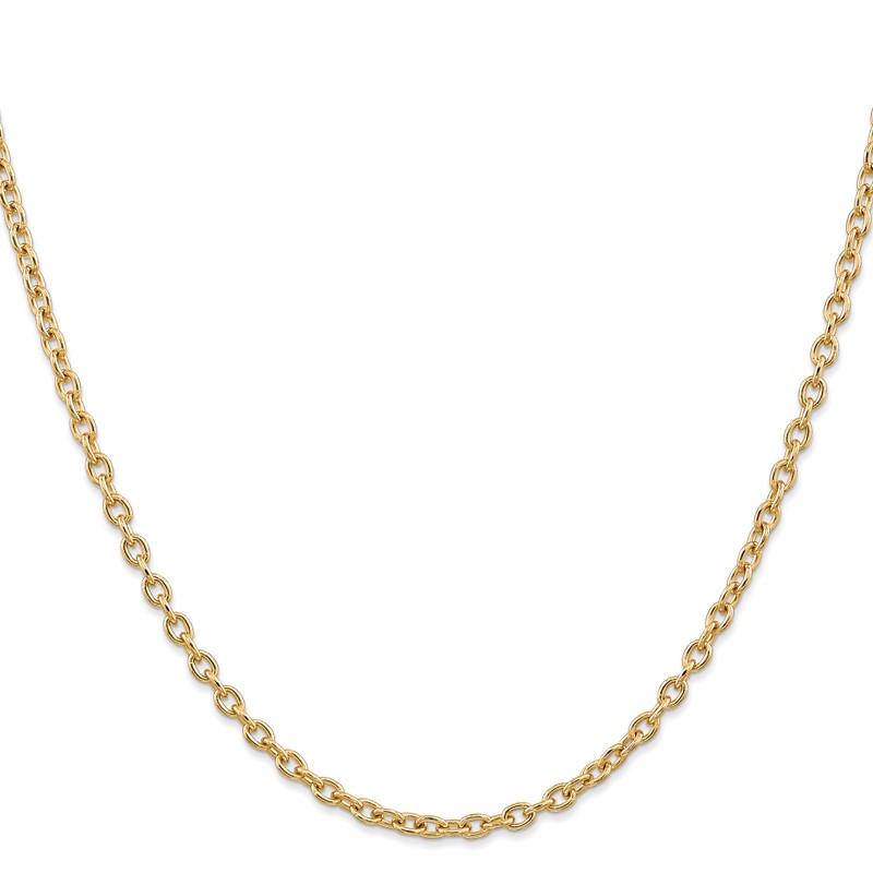 14K 24 inch 3.2mm Round Open Link Cable with Lobster Clasp Chain