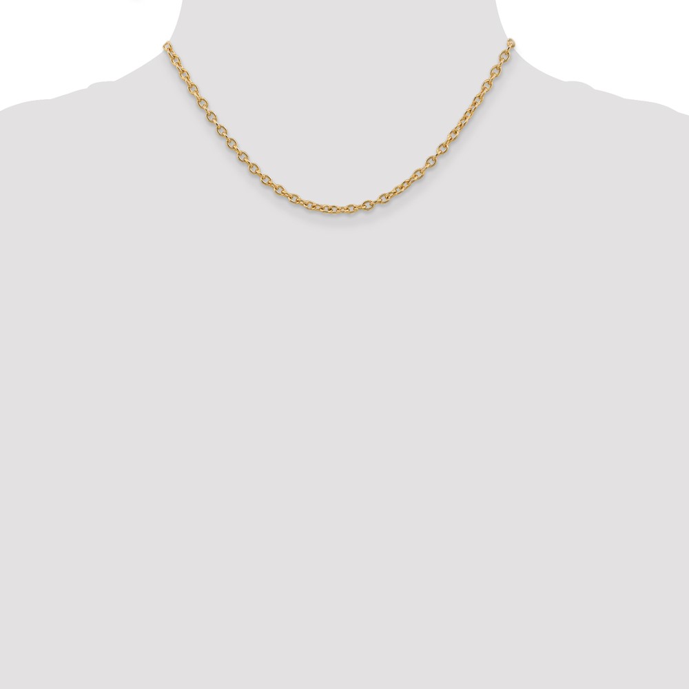 14K 16 inch 3.2mm Round Open Link Cable with Lobster Clasp Chain (PEN218-16)