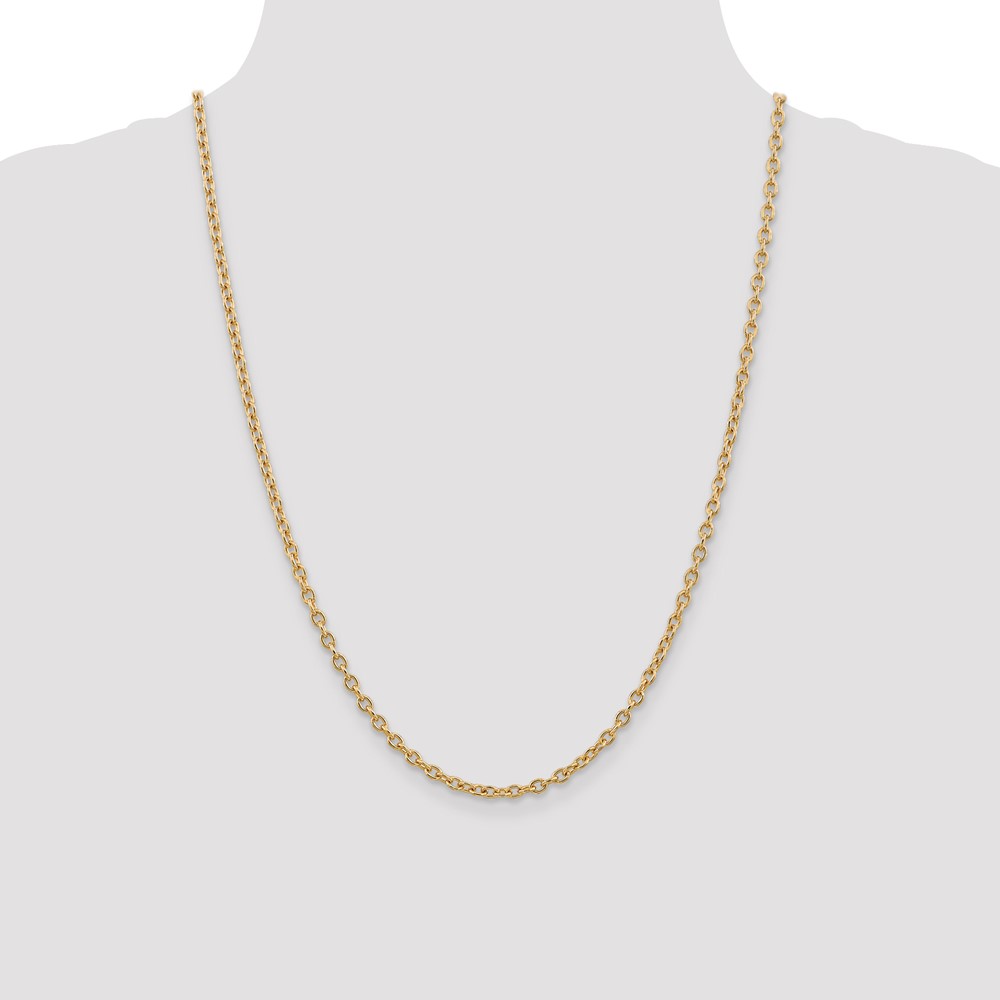 14K 24 inch 3.2mm Round Open Link Cable with Lobster Clasp Chain (PEN218-24)