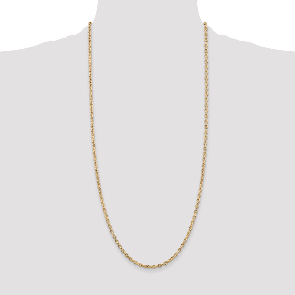 14K 30 inch 3.2mm Round Open Link Cable with Lobster Clasp Chain (PEN218-30)