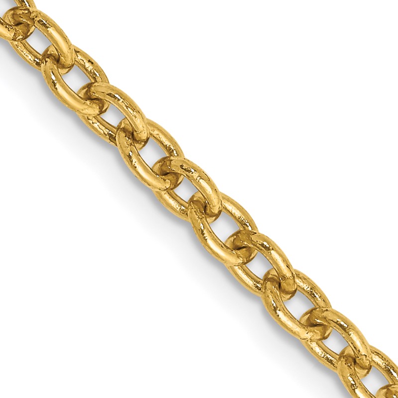 14K 24 inch 3.2mm Round Open Link Cable with Lobster Clasp Chain
