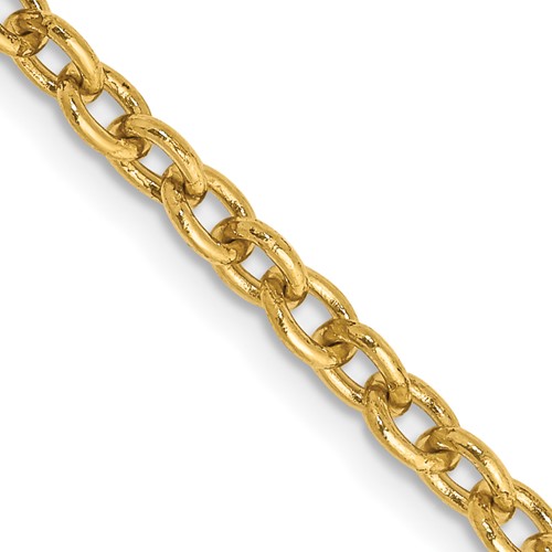 14K 3.2mm Yellow Gold Round Open Link Cable Chain with Lobster Clasp, 16"