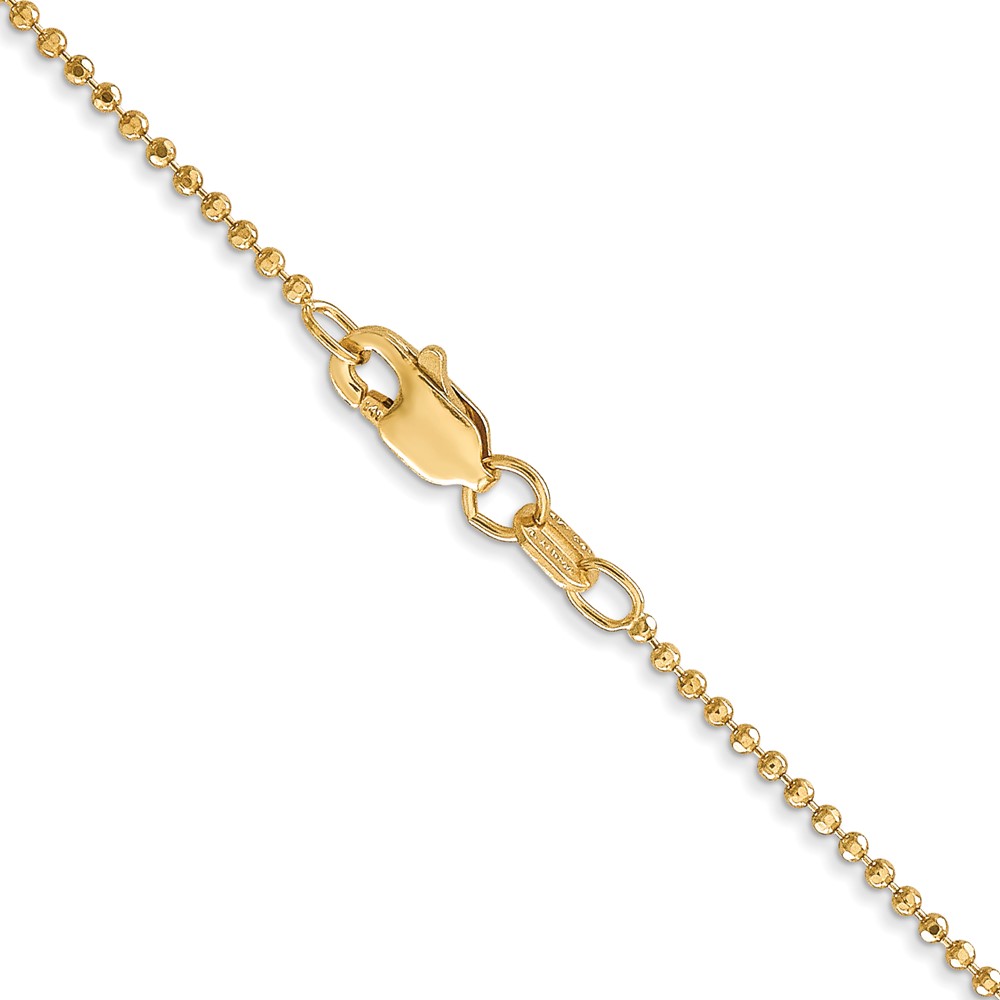 Pre-owned Superdealsforeverything Real 14kt 1.2mm Diamond Cut Beaded Pendant Chain; 24 Inch In Yellow