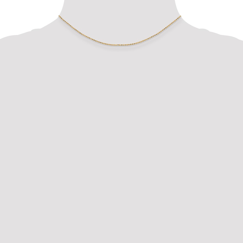 14K 14 inch 1.2mm Diamond-cut Beaded with Lobter Clasp Pendant Chain (PEN247-14)